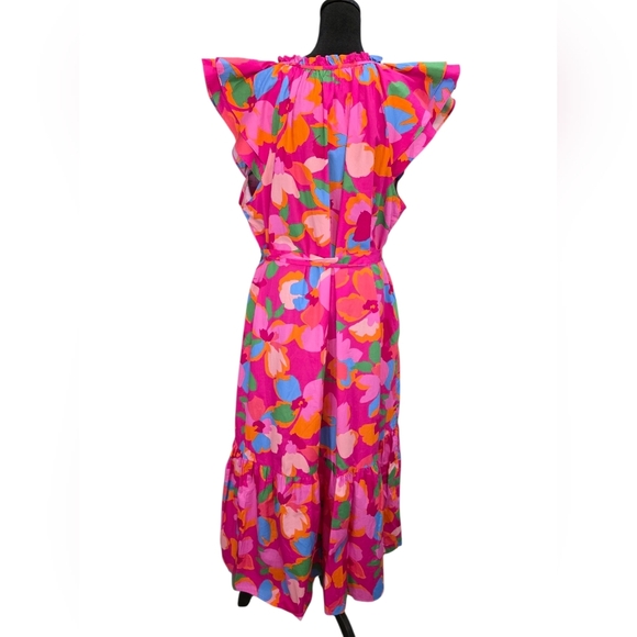 NWT Sugarlips Pink Floral Maxi Dress Ruffle Sleeve Cotton Summer Sundress XL - Picture 7 of 11